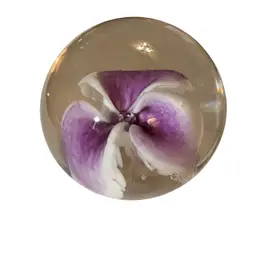 Petro Rusu Signed Dated 1989 Pure Orchid Flower Paperweight - 3”