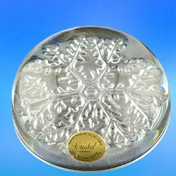Vintage Crystal Snowflake Domed Paperweight By Cristal Made In France 2” Tall x 3.25” Wide