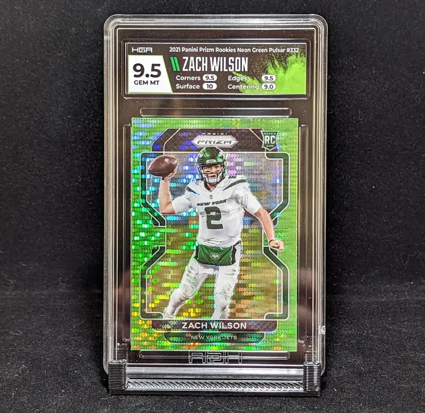 2021 Panini Prizm Rookies Zach Wilson Neon Green Pulsar HGA 9.5 Graded New York Jets