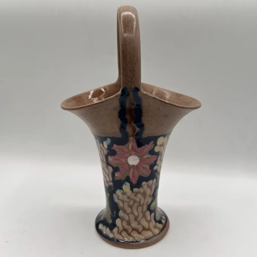 Vintage Germany Carl Gebauer Pottery Vase Tall Basket