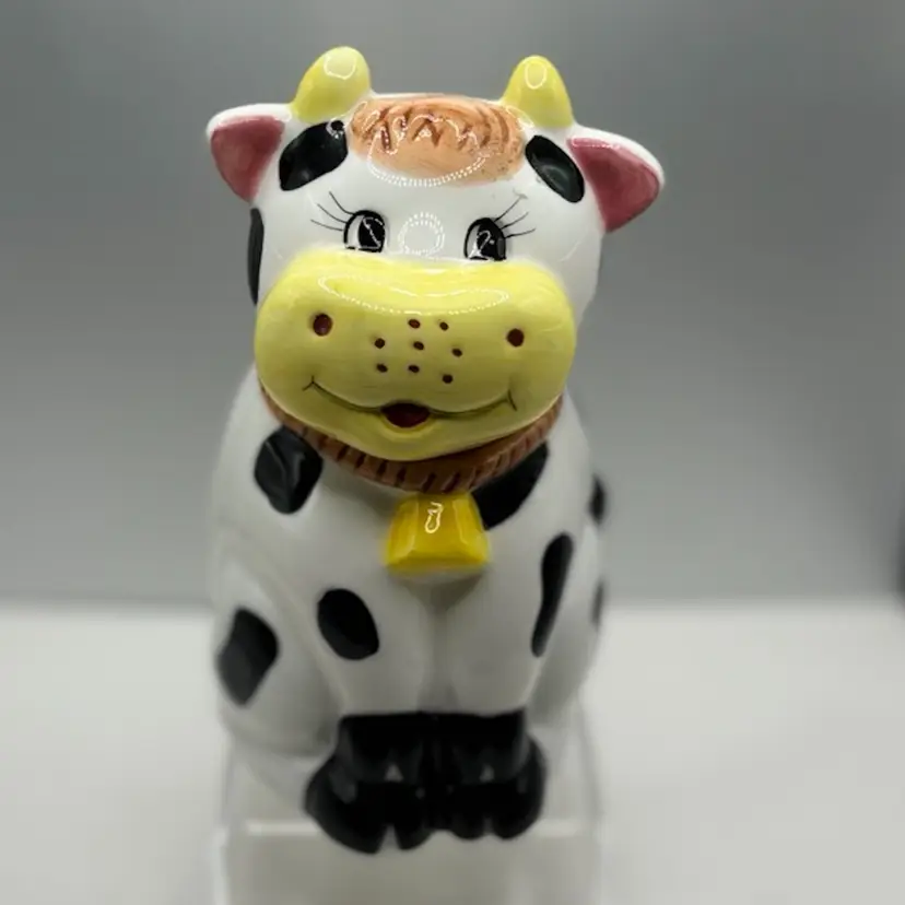 Ceramic Cow Sugar or Condiment Bowl with Lid and Spoon