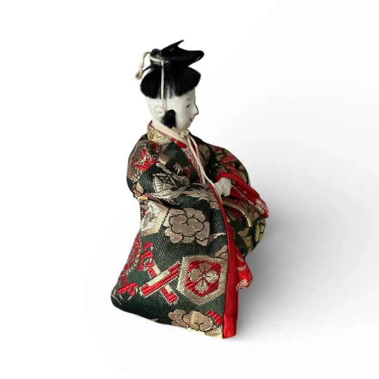 Vintage Japanese Ichimatsu Doll in a Silk Kimono Figurine