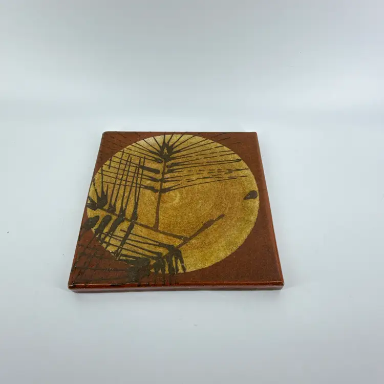 Signed Heavy Terracotta 6.5"x6.5" Decorative Trivet Tile Wall Art