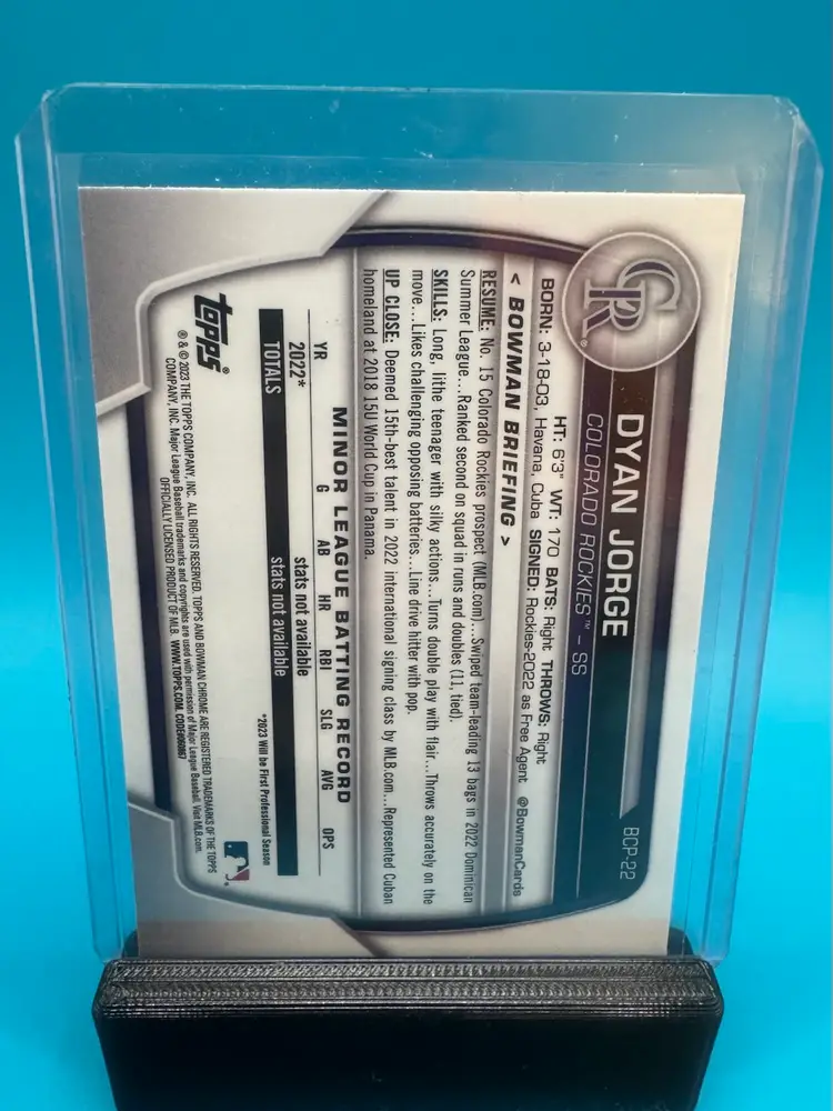 Dyan Jorge 1st Bowman Chrome Mojo Refractor Colorado Rockies