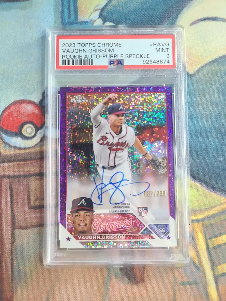 Vaughn Grissom, 2023 Topps Chrome, Purple Speckle Auto, #/299, PSA 9 Mint