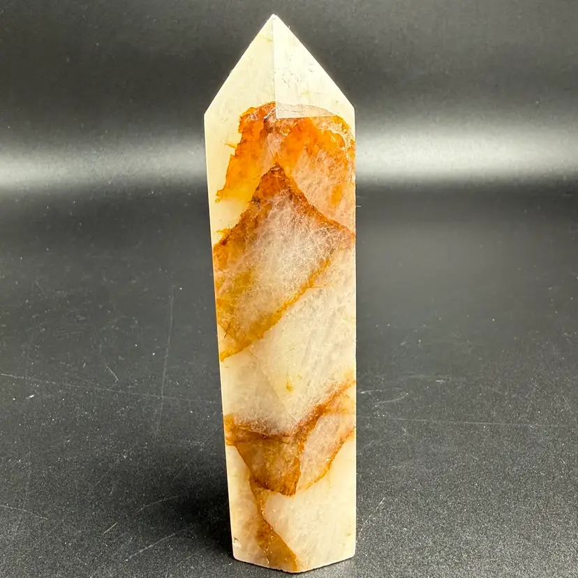 Natural Golden Healer Quartz Tower UVs Stone Obelisk Healing Crystal 5.5" 300g
