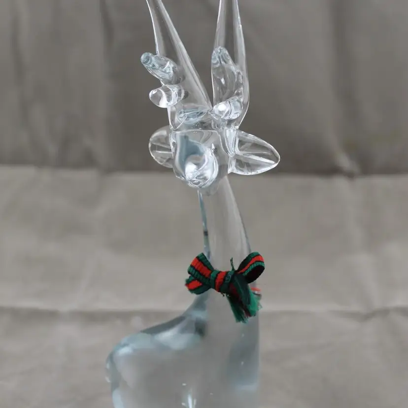 Vintage Clear Glass hand blown Lefton Reindeer