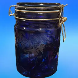 Vintage Cobalt Blue Glass Storage Canister