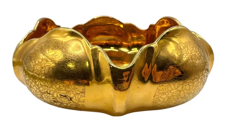 Vintage Osborne China Candy Dish Bowl 22k Gold Gilded Courting Couple Scene 5”