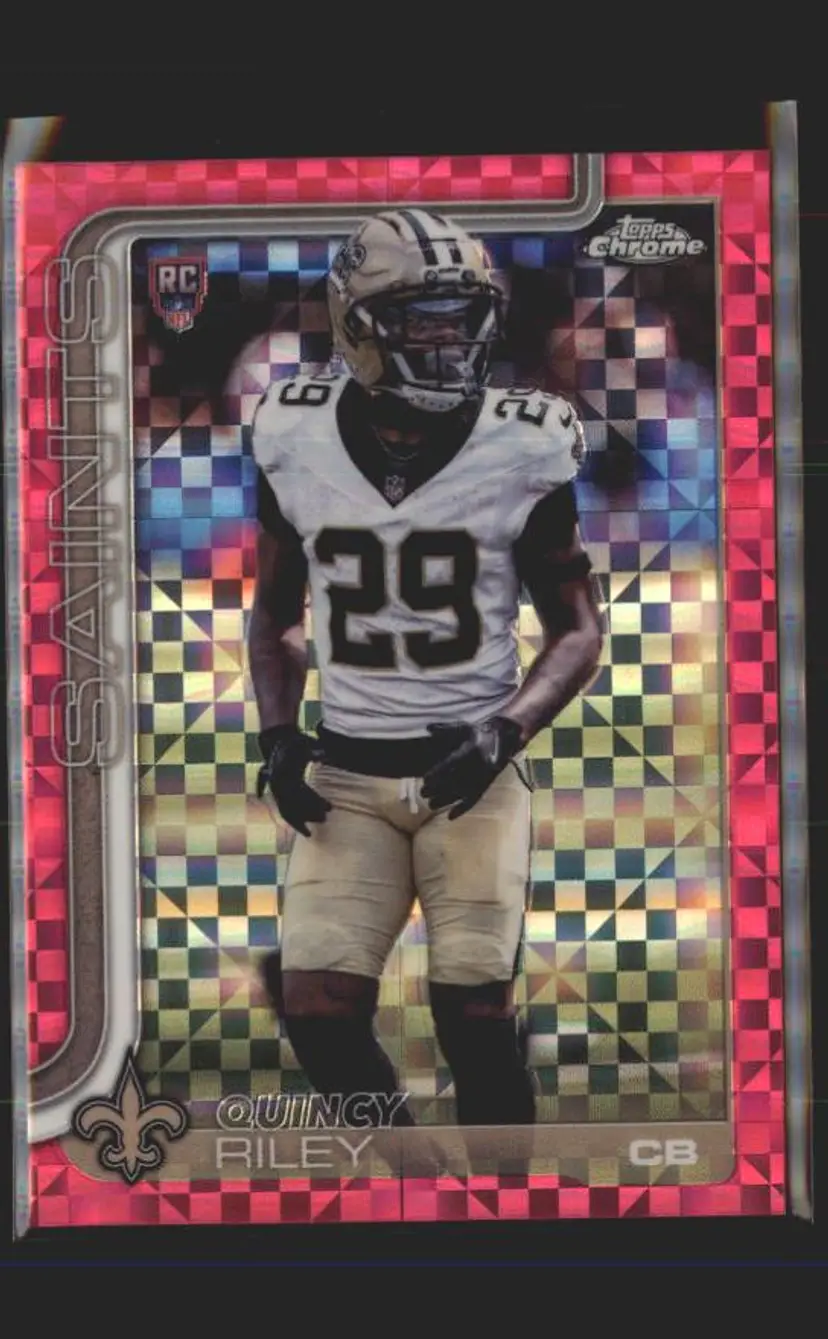 Quincy Riley 2025 Topps Chrome #369 Hot Pink X-Fractor - (140) - New Orleans Saints