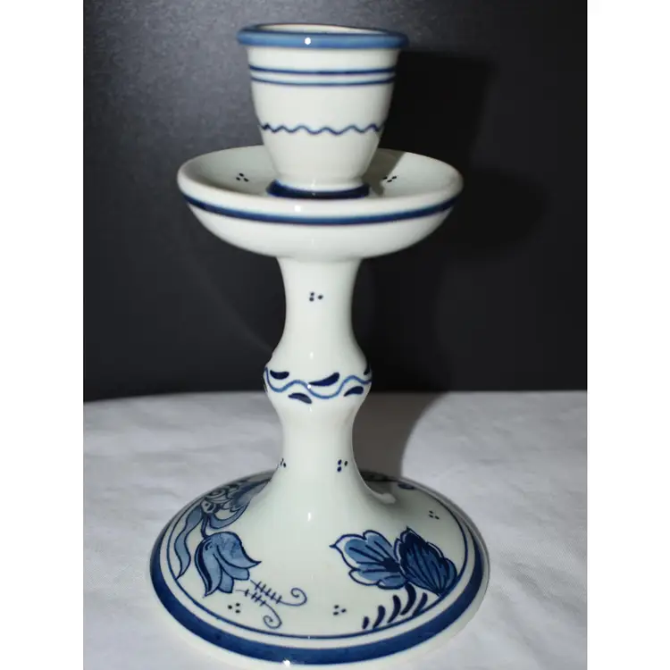 Hand Painted Delft Candle Holder From Holland