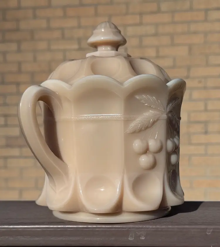 Westmoreland Glass Cherry and Cable Almond biscuit jar/cookie jar, 1960s,