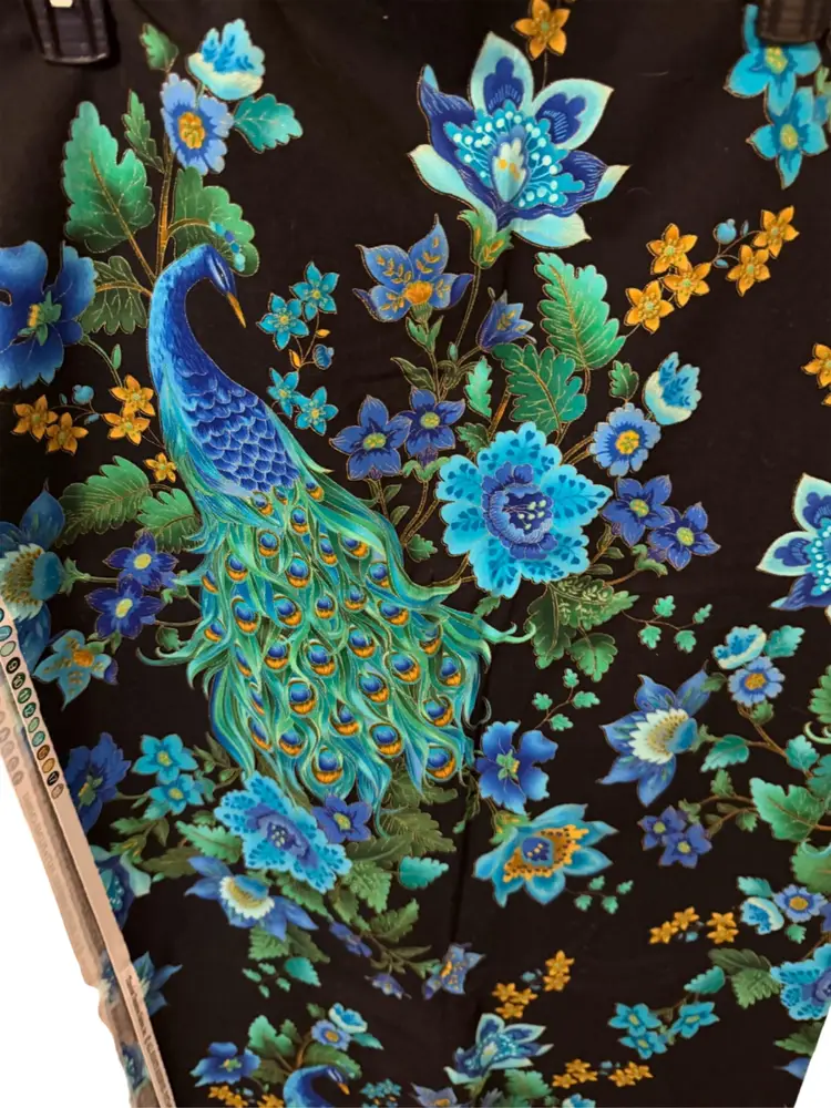 Timeless Treasures Fabric, INC Peacock Black And Blue 93” By 41”