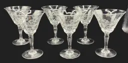 W.T. Grant Handcut Champagne Glass - Set of 6 - Etched - New Old Stock - Vintage