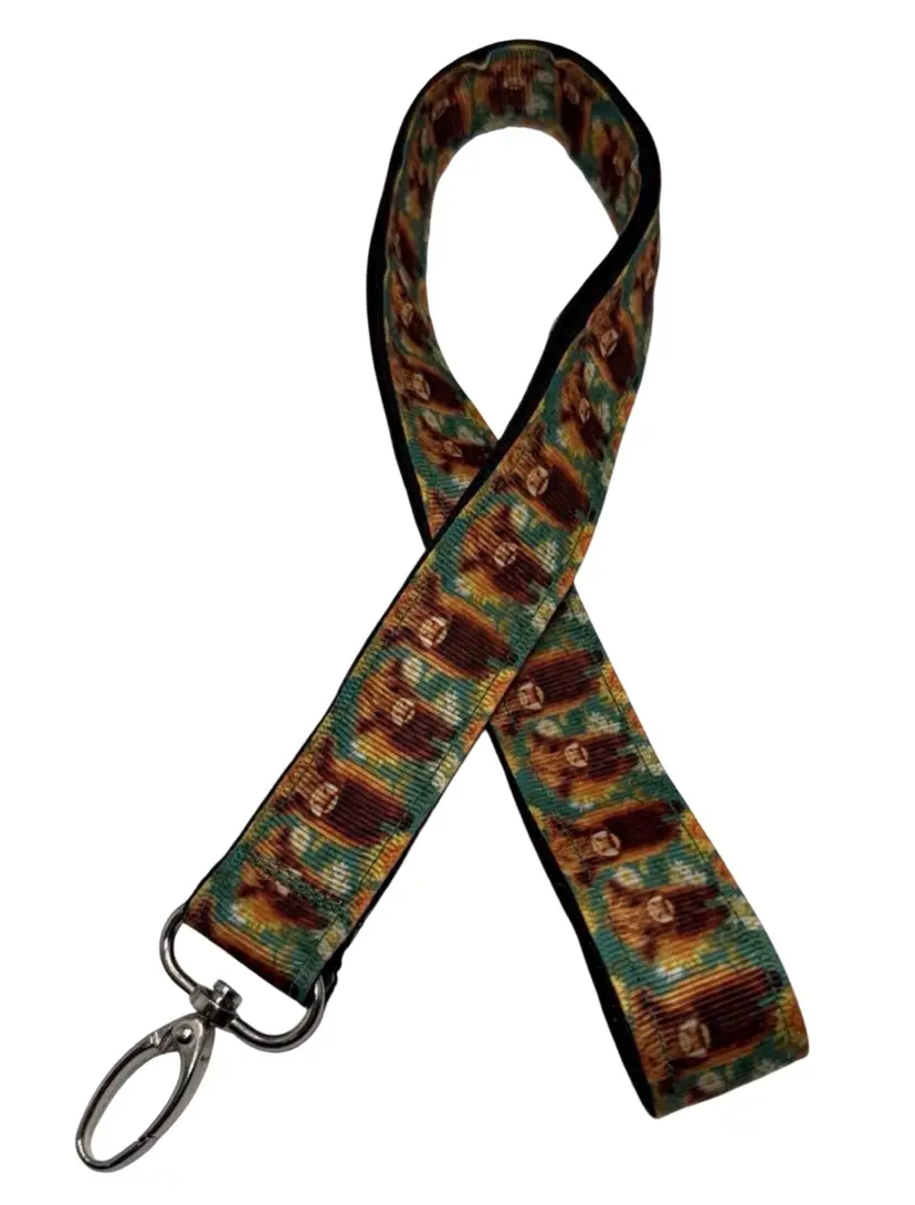 Keychain Lanyard Key Holder Highland Cow Farm NEW Handmade 19.5”