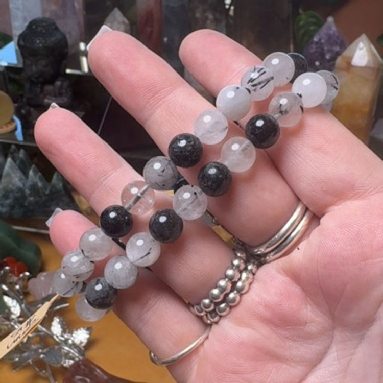 Black Tourmaline In Quartz 8mm Bracelet
