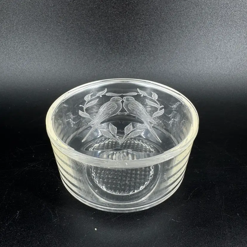 Henco Cherishables Etched Birds Clear Acrylic Powder Trinket Box