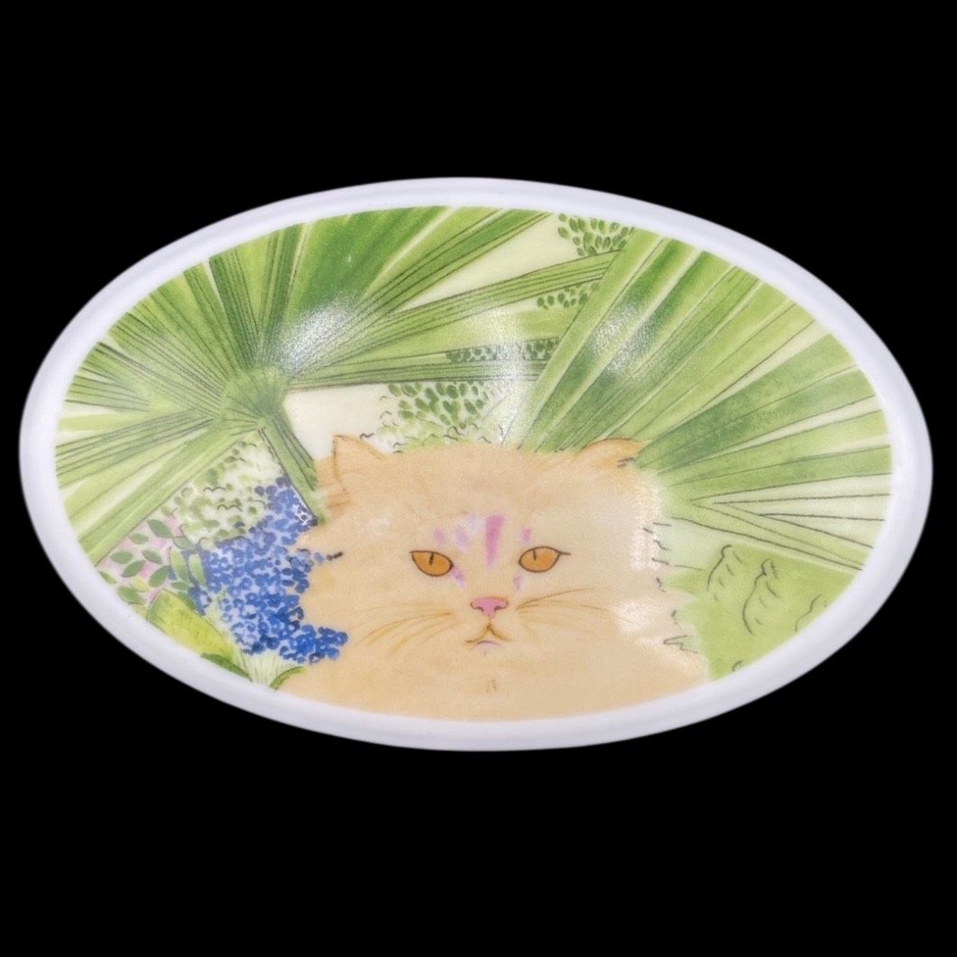 レアMinou-ettes by C. Pradalie - 1985 Cat Vintage White Persian Cat Trinket Dish Porcelain Minou-ettes by C
