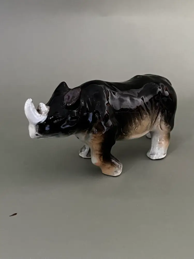 Vintage RHINO Ceramic Pottery Figurine RHINOCEROS