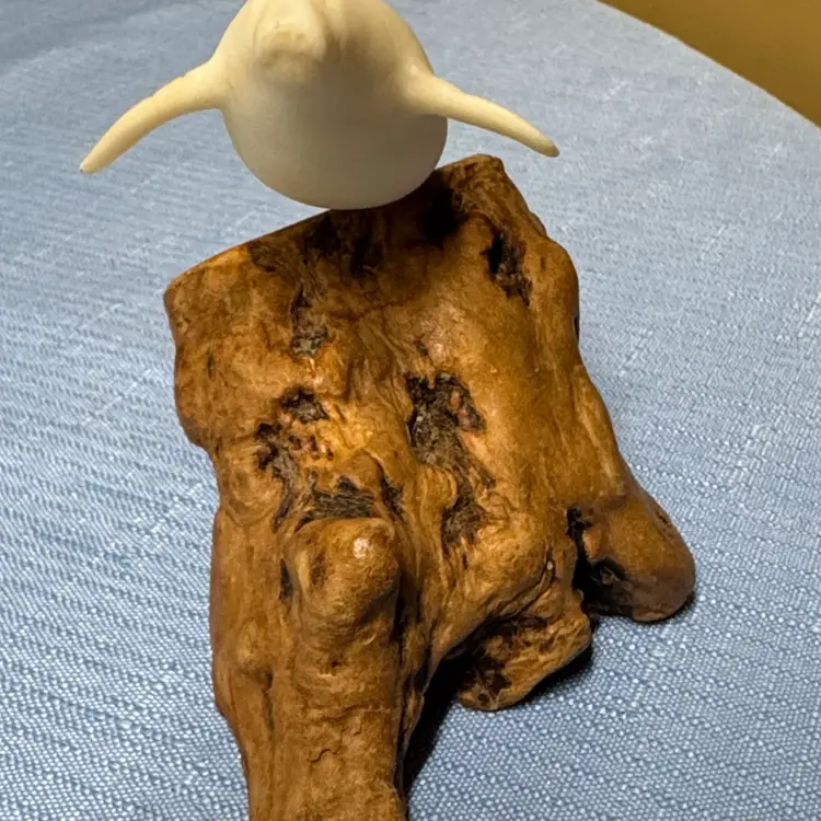 John Perry Sculpture Manatee On Burl Wood 3.5”