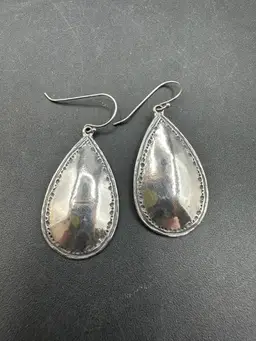 Handcrafted Sterling Silver Teardrop Pierced Earrings, Stamped Israel 925
