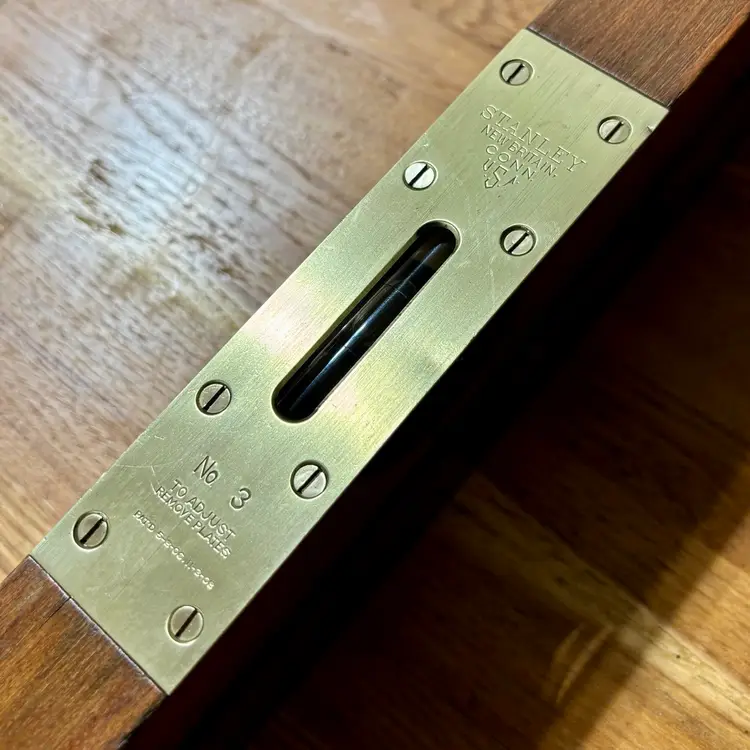 Nice Stanley No. 3 Adjustable Level and Plumb 28" Length Cherry w/ Brass Accents