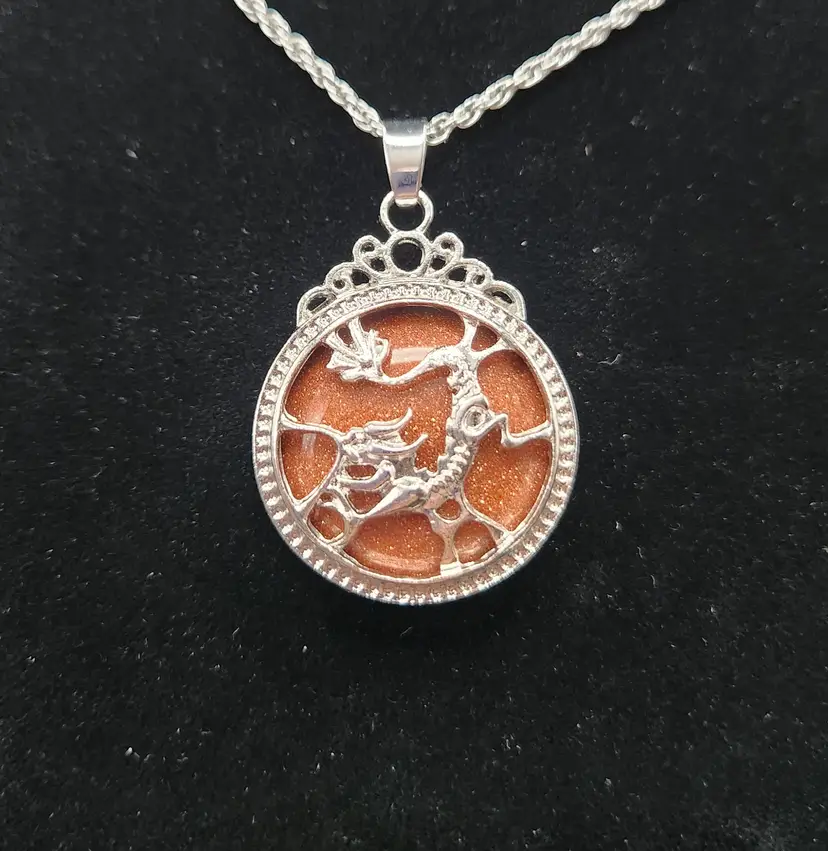 Goldstone Dragon Pendant