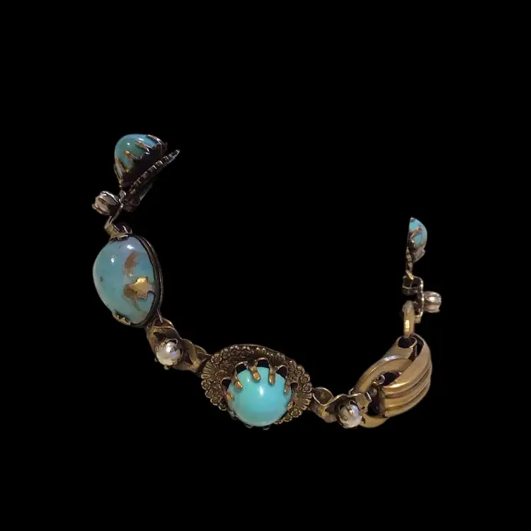 Vintage Blue Glass Bracelet