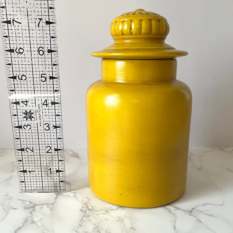 Vintage Ceramic Canister Mustard Yellow