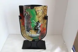 Jasmine Decorative Fused Glass V-Vase Shape With Stand