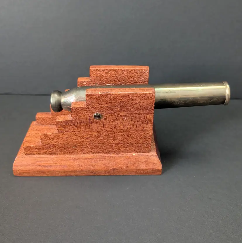 ,Miniature Wooden Cannon Model With Brass Barrel Desktop Militaria Accessory