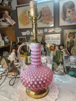 Vintage Fenton Hobnail Opalescent Lamp