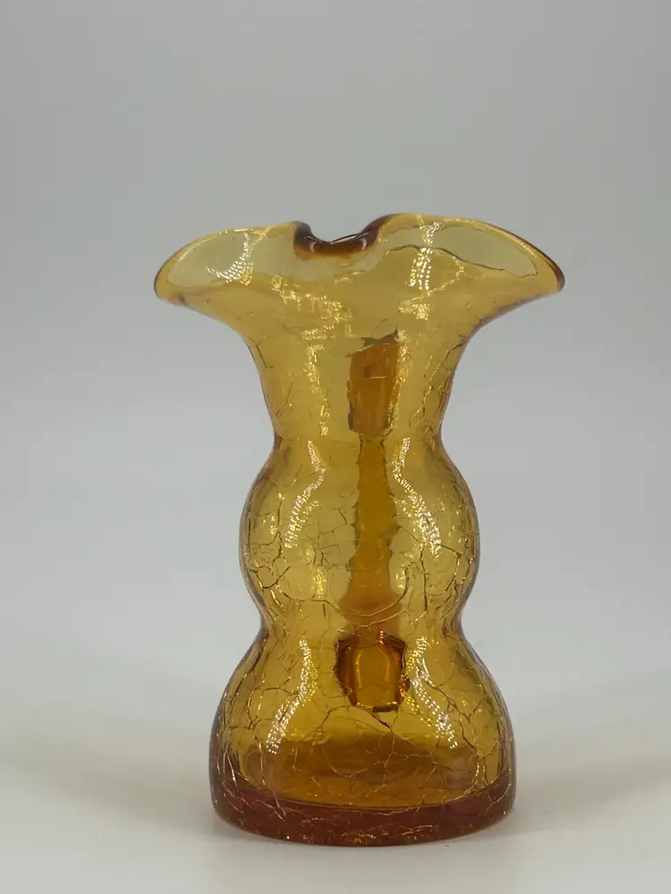 Amber Crackle Glass Decorative Pitcher