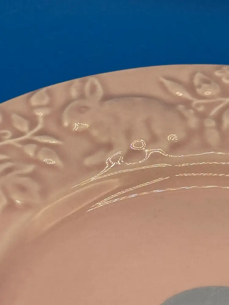 CMG Pink Ceramic Easter Bunny 8 3/4" Salad Plate~Made in Portugal~NWT