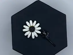 #18 Apr 25th Brooch Daisy Black And White Enamel