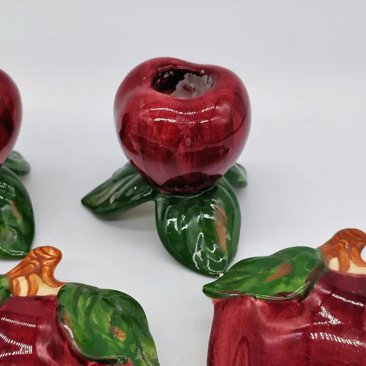 Vtg Franciscan Pottery  Apple Tapered Candlestick Holder Pair of 2