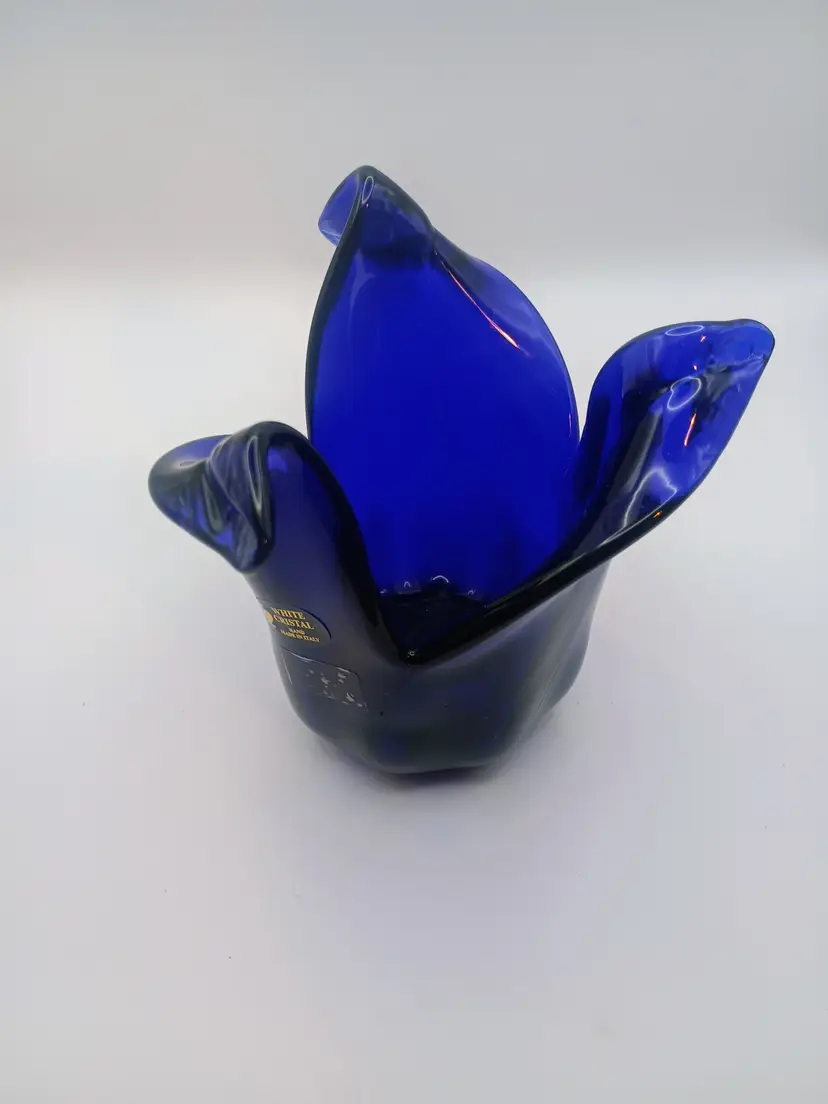 Handmade in Italy Colbalt Blue Glass Vase