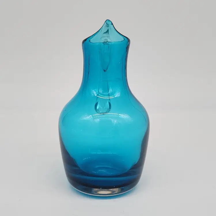 Whitefriars Cobalt Blue Glass Creamer Clear Handle MCM VTG  5"