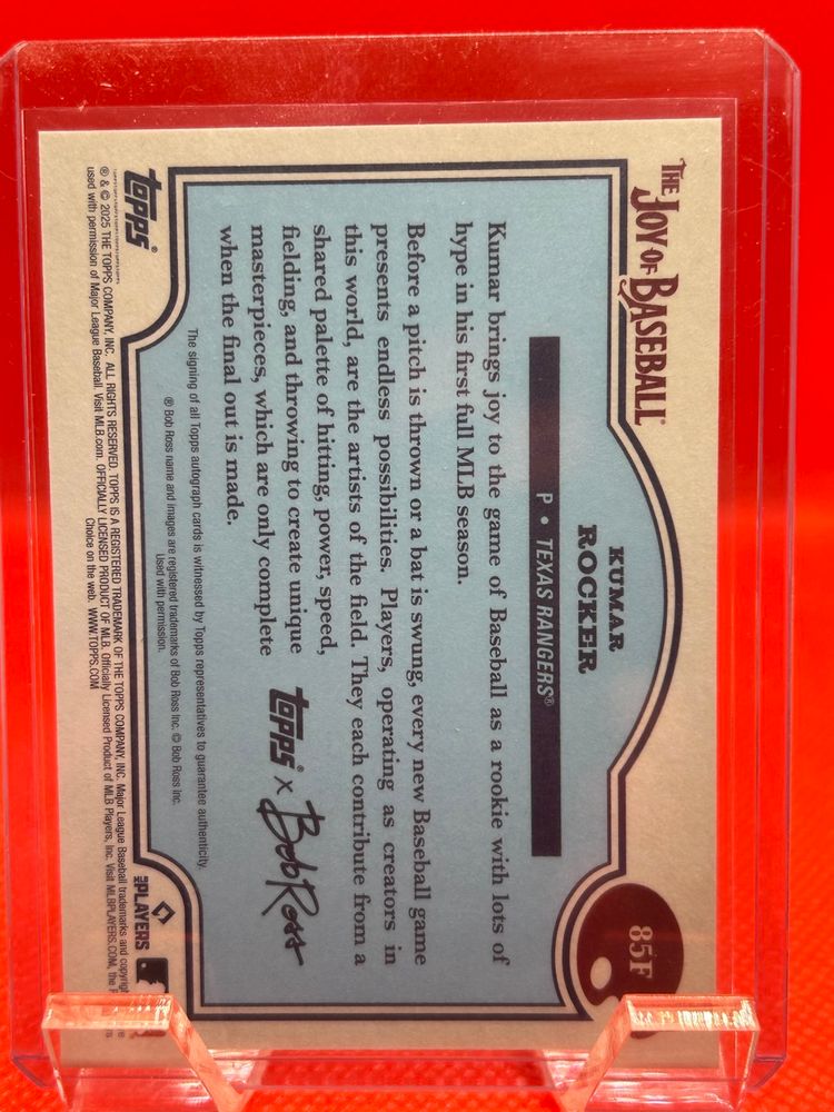Kumar Rocker - 2025 Topps X Bob Ross Joy Of Baseball Blue Border Auto /50 (RC) Texas Rangers