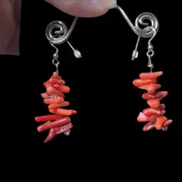 Sterling Natural Coral Branch Earrings