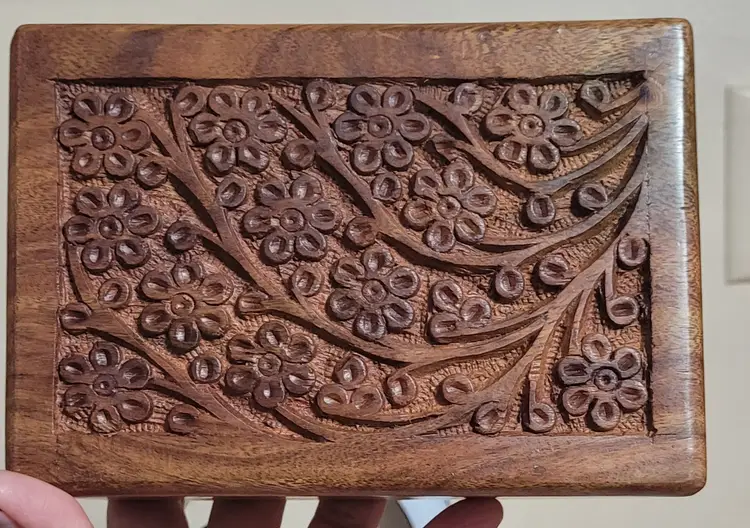 Wood Intricate Wooden Box Made in India 6" x 3