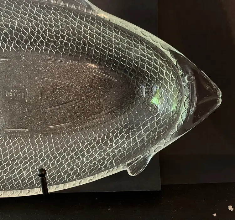 VTG Glasbake Glass Fish-Shaped Dimensional Serving Plate Platter