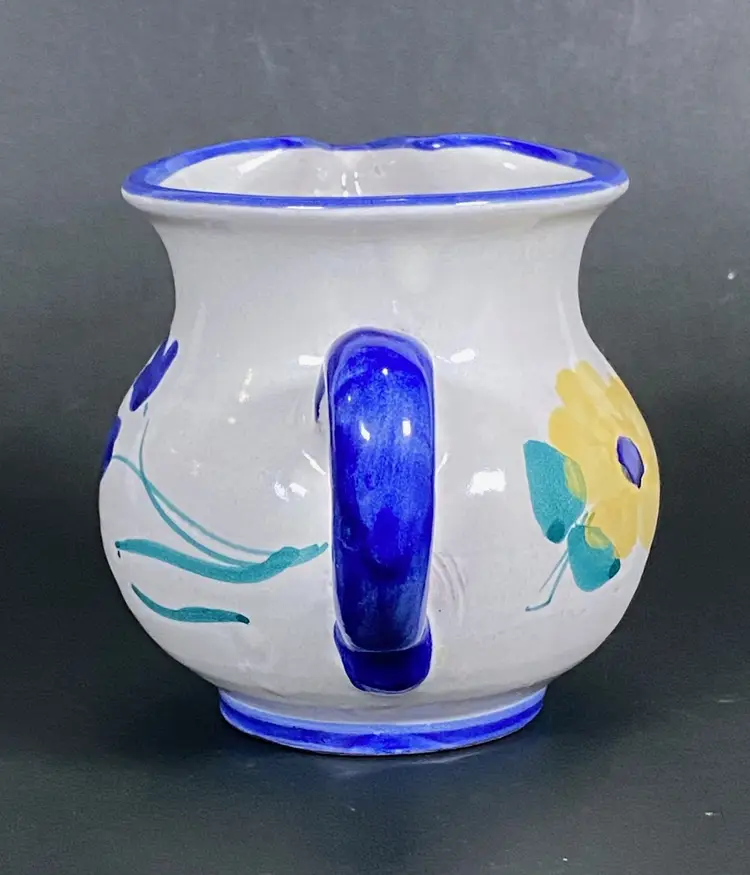 *VTG* Solimene Vietri Ceramic Floral Art Pottery Creamer/Vase Made in Italy 3.5"