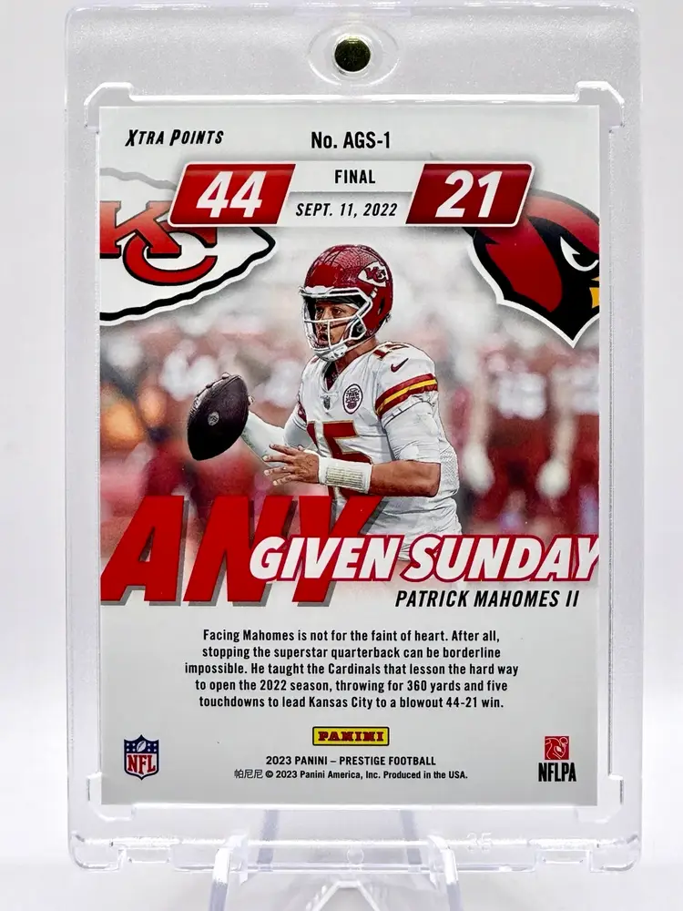 Patrick Mahomes 2023 Prestige Numbered /149 ANY GIVEN SUNDAY Green Kansas City Chiefs
