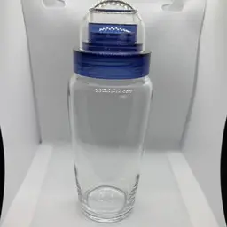 Vintage Glass Cocktail Shaker with Plastic Strainer And Lid!