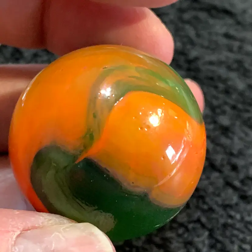 Green & Orange Swirl Glass Marble 1 1/4-Inch #2