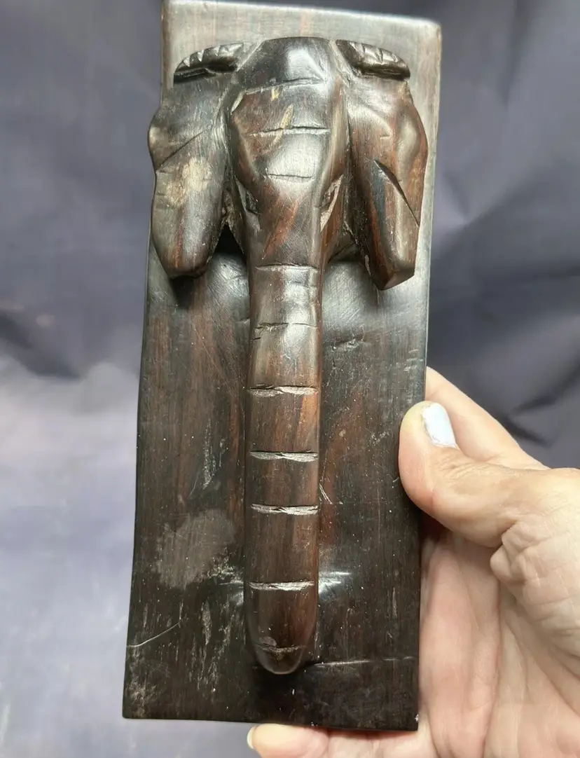 SALE Vintage Elephant LOOK Ironwood Wall Door Knocker Design Sculpture Handmade Unique