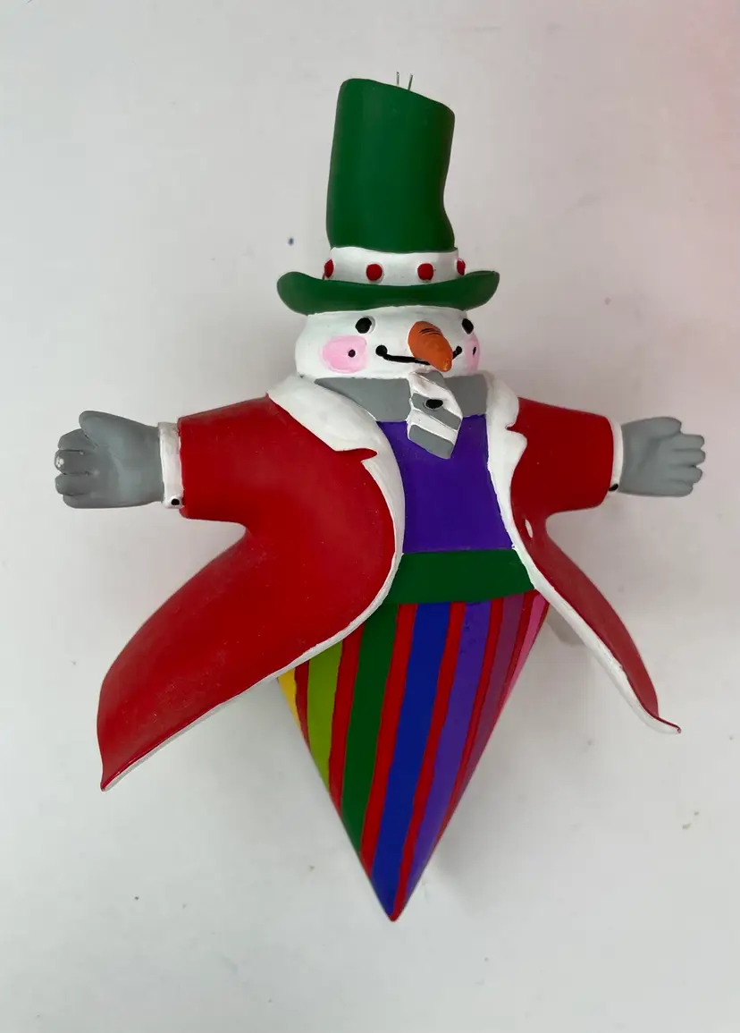 Vtg Retired Department Dept 56 Snow Attire Top Hat Cone Snowman Ornament & Box