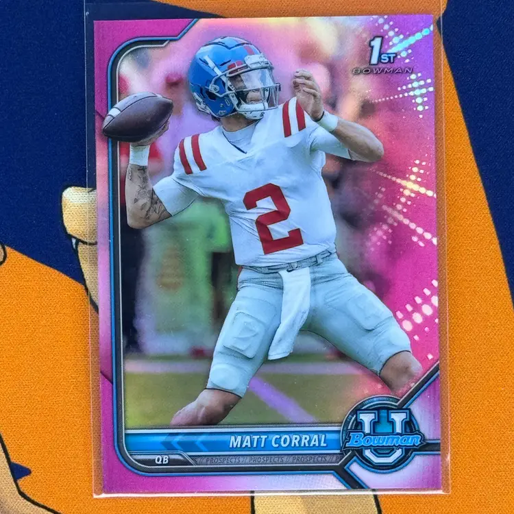 2021-22 Bowman U Chrome Matt Corral Pink Refractor 1st Bowman