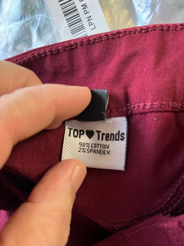 TOP TRENDS Womens Burgundy Skinny Pants Size 14 Stretch Cotton Blend NEW